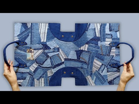 Видео: 👜 Сумка из джинсовой пиццы с хольнитенами. Джинсовые переделки ♻ Upcycling