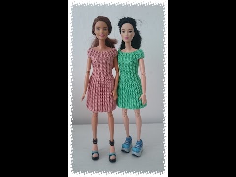 Видео: Одежда для куклы крючком  Платье резинка