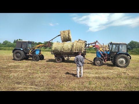 Видео: Трактора Мтз82 на перевозке сена