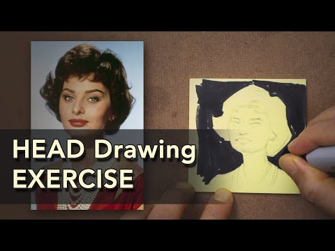 Видео: Упражнение по рисованию головы (набросок на стикерах)