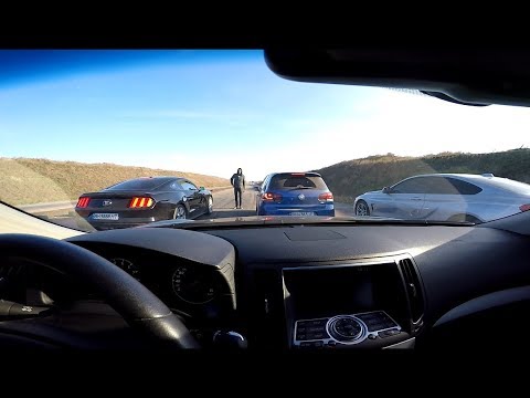 Видео: Infiniti (G37)    vs   GOLF  R (чип)  !!!  И та самая AUDI 80 !!!