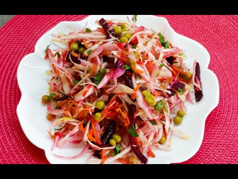 Видео: Салат "Фараон" из белокочанной капусты/Салат на любой стол/Кладезь витаминов и микроэлементов