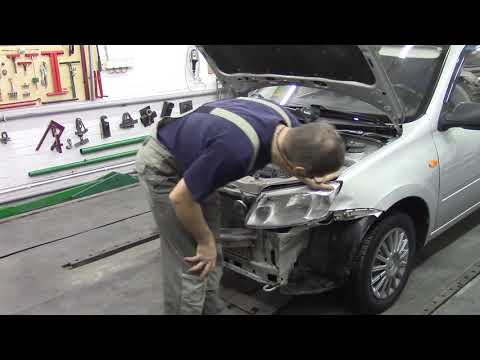 Видео: Ремонт кузова Лада Гранта. Body repair after an accident.