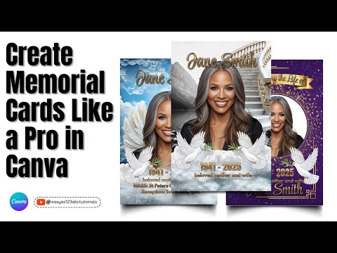 Видео: Как создать поминальную траурную открытку в Canva | Пошаговое руководство по дизайну