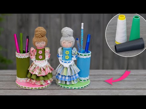 Видео: 🧵Больше не выбрасываю пустые бобины от ниток✏️Полезная и красивая вещь,  девочки будут в восторге😍