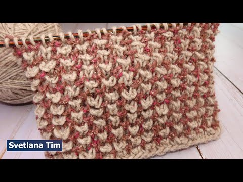Видео: Узоры Спицами Вязание. Простой Двухцветный узор спицами легко вяжется. Beautiful knitting № 630