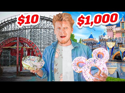 Видео: Я выжил, купив еду в парке развлечений за 10 долларов против 1000 долларов!