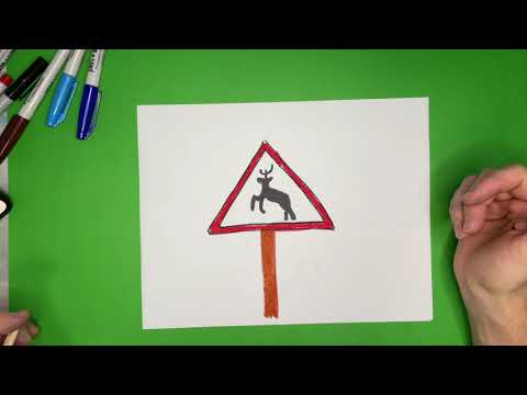 Видео: Как нарисовать Дорожный Знак Дикие Животные. Рисуем знаки Дорожного Движения