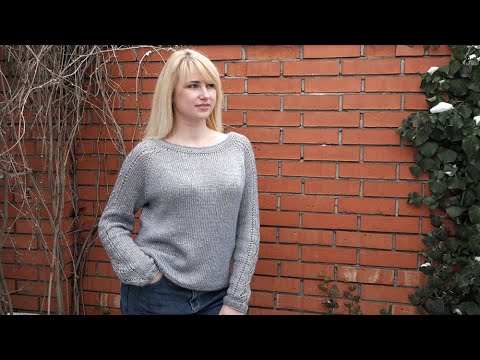 Видео: МК спицами Реглан снизу вверх без швов / пряжа Gazzal Rok'n'roll / Джемпер "Серебряная ночь"