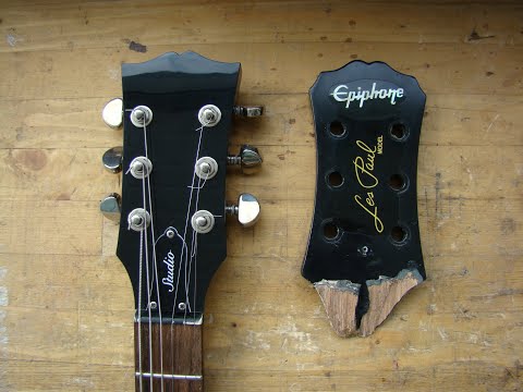 Видео: ремонт головы epiphone.  repair of the headstock epiphone