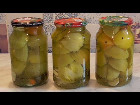 Видео: Маринованные ЗЕЛЕНЫЕ ПОМИДОРЫ на Зиму половинками вкусный рецепт Кулинарный Клуб