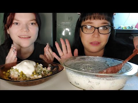 Видео: Мукбанг | Оливье и Окрошка | Обжор