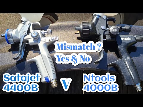 Видео: Ntools 4000B 1.3 v Sata 4400B Minijet, Mini v полноразмерный краскопульт Upol Clear Coat