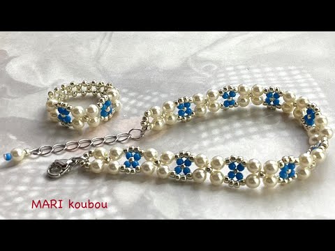 Видео: Браслет и кольцо из жемчужин 4 мм.