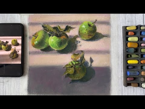 Видео: Натюрморт с яблоками. Арт-марафон Августовские зарисовки