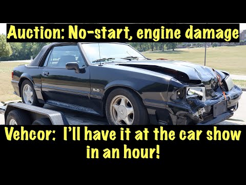 Видео: Восстановление полностью разбитого кабриолета Mustang GT 1993 года с поврежденным двигателем.