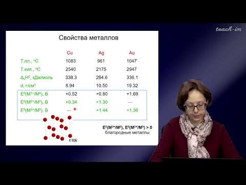 Видео: Румянцева М.Н.- Общая и неорганическая химия. Лекции - 24. Химия элементов 11 группы