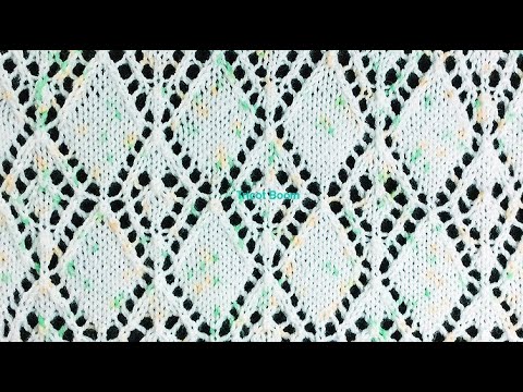 Видео: Ажурный узор "Ромбы" / Вязание спицами.