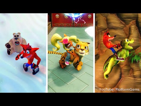 Видео: Крэш Бандикут Безумная Трилогия - Все уровни верхом на животных [HD]