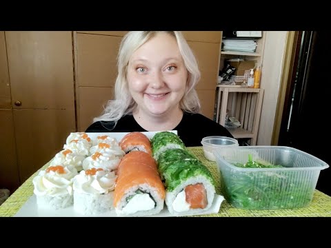 Видео: Мукбанг/Mukbang. Роллы/Rolls. Суши/Sushi.+18