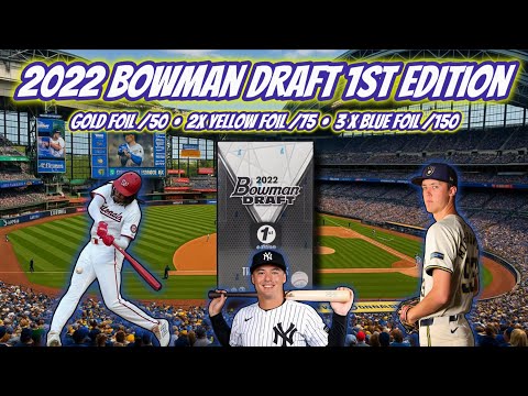 Видео: Проект Bowman 2022 года, первое издание, золотая фольга /50 • Желтая фольга /75 X2 • Синяя фольга...