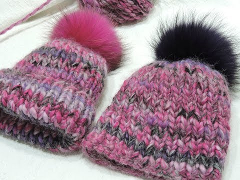 Видео: Шапка из толстой пряжи. Мастер-класс для 2-ух шапок. Моя макушка. Макушек много не бывает.