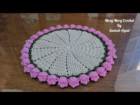 Видео: Элегантное вязаное крючком одеяло с букетом роз/покрывало с розами/шаль с розами