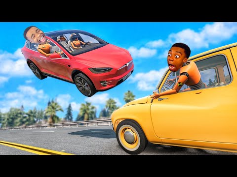 Видео: Смешные моменты с Tesla Model X 🤣 - [BeamNG.Drive]