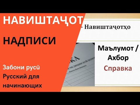Видео: Дарс / омузиши забони русӣ: Навиштачотхо - изучаем Надписи