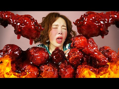 Видео: RUS SUB) Очень острый источник🔥чикин MOST KOREAN SPICY CHICKEN ASMR Mukbang eatingshow Ssoyoung