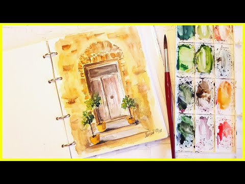 Видео: 🎨Рисуем Дверь с цветами акварелью! Запись трансляции!