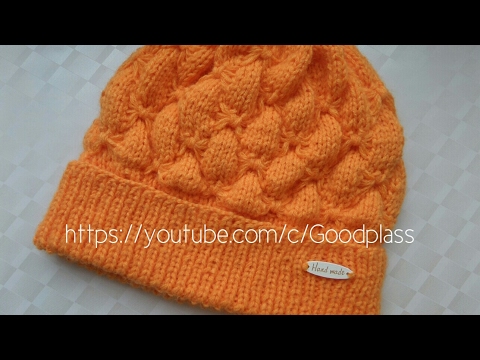 Видео: Шапка без шва на девочку. Узор Бабочки. Вязание спицами.