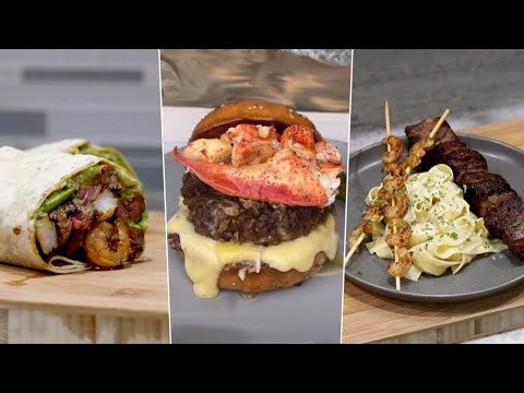 Видео: Я попробовал все эти безумные блюда из бургера с лобстером, Сэма-повара и пасту с креветками.