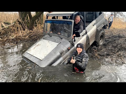 Видео: Ушли в ЗАПЛЫВ! лишились мотора... ТУРБО нива против лютого УАЗа