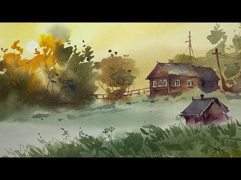 Видео: Тепло родного дома, живая акварель, мастер-класс