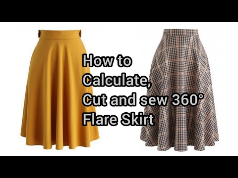 Видео: Как рассчитать, выкроить и сшить юбку-клеш на 360° с поясом (полный клеш)