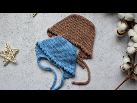 Видео: Чепчик с зубчатым краем/ шапка для новорожденных спицами/ пехорка ласковое детство