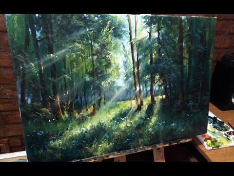 Видео: #40 СОЛНЕЧНЫЙ ЛЕС пейзаж маслом. Как нарисовать лес | Forest Sunlight Landscape Oil Painting