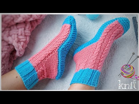 Видео: Вязаные Носки на ДВУХ СПИЦАХ. Подробный мастер - класс.