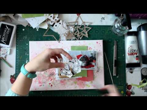 Видео: Мастер-класс по новогоднему миксмедийному холсту