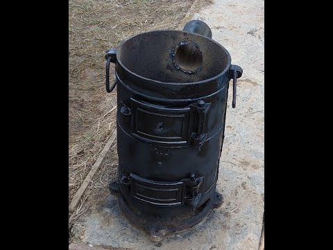 Видео: ПОВ-57 под казан с задним дымоходом. Чугунная печка под казан.