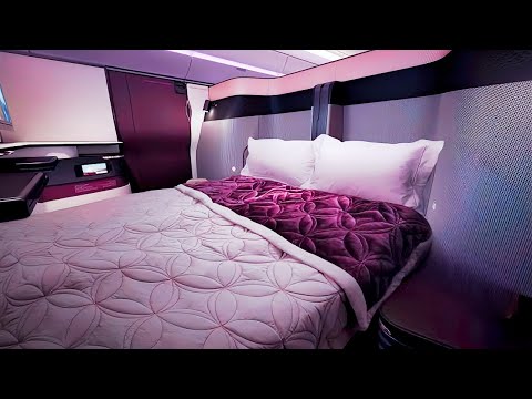 Видео: Лучший в мире бизнес-класс: рейс Qsuite Qatar Airways из Дохи в Токио