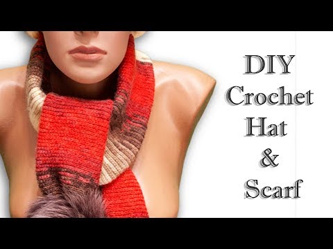 Видео: Как вязать Шапку и Шарф крючком МК / DIY Crochet Scarf and Hat for Women