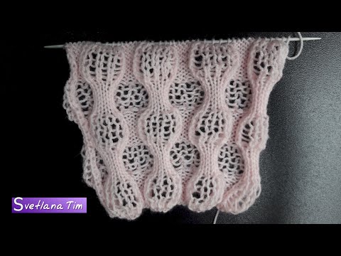 Видео: Двухсторонний Ажурный узор ВОЗДУШНЫЕ ФОНАРИКИ. Вязание спицами / Beautiful Knitting Pattern № 423