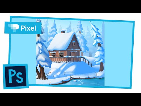 Видео: Рисуем зимнюю иллюстрацию в Adobe Photoshop (+ проверка работ)