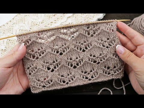 Видео: Lase Arches knitting pattern 🥨 Узор «Ажурные арки» спицами