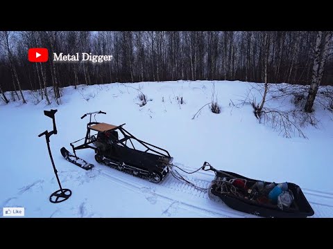 Видео: Зимний коп продолжается! Продолжаем тестировать мотобуксировщик.