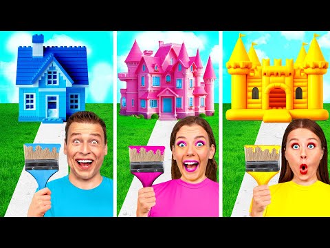 Видео: Домики Одного Цвета Челлендж | Сумасшедший Челлендж от Fun Teen