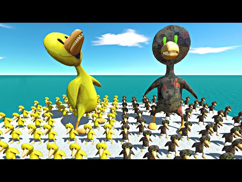 Видео: Rainbow Friends: Yellow vs Mutant Zombie Itself — симулятор битвы Animal Revolt