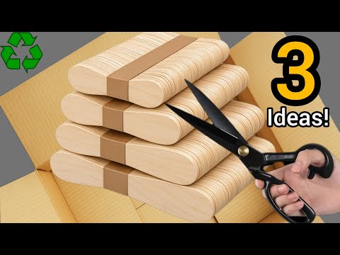 Видео: Превратите картон в палочки для мороженого и пеньковую веревку 😍♻️3 идеи из полностью переработан...